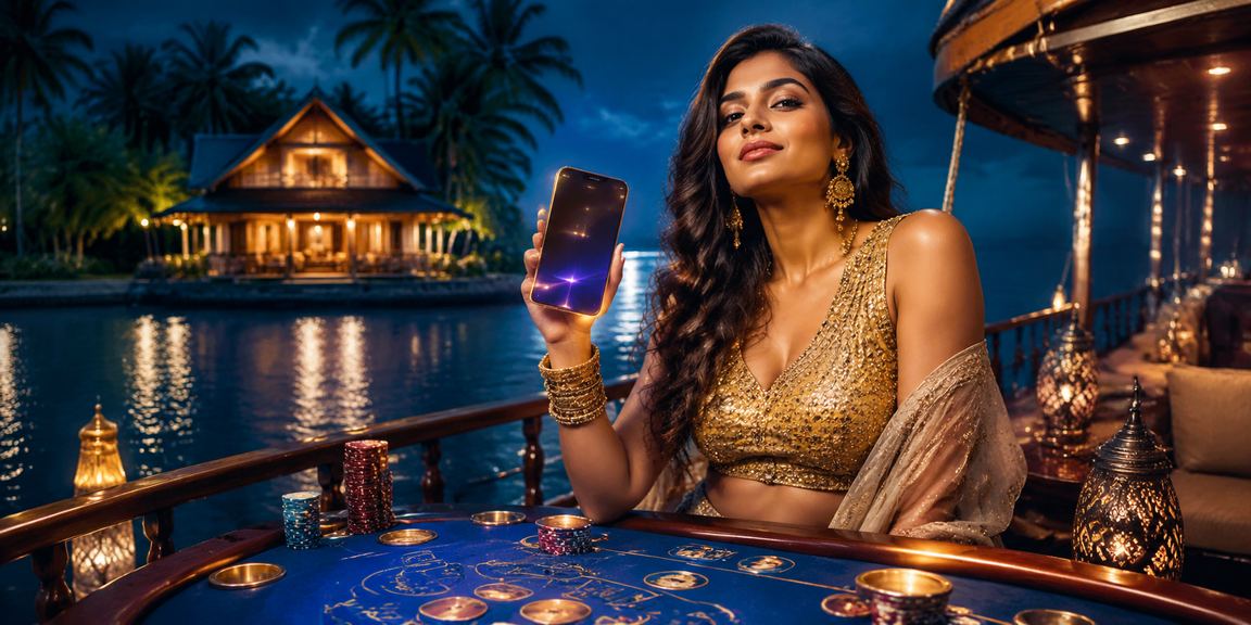 Casino players enjoying baccarat in Bollywood-themed room