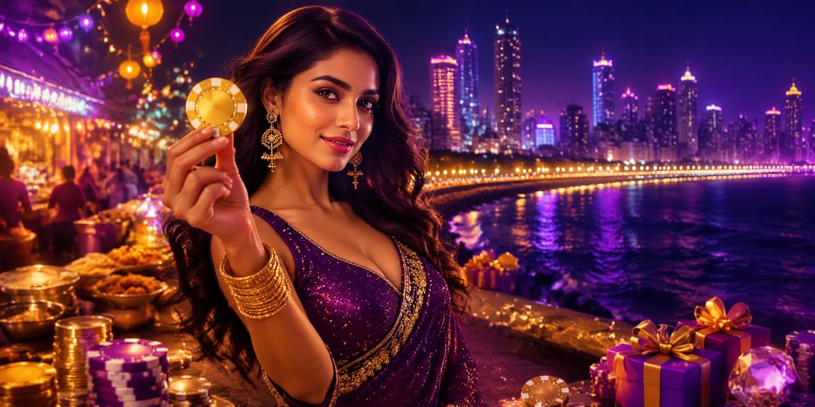 Vibrant casino betting scene in Mumbai Bay area at night